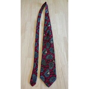 Vintage Walt Disney Mickey Mouse 100% Silk Men's Red Necktie Made in USA